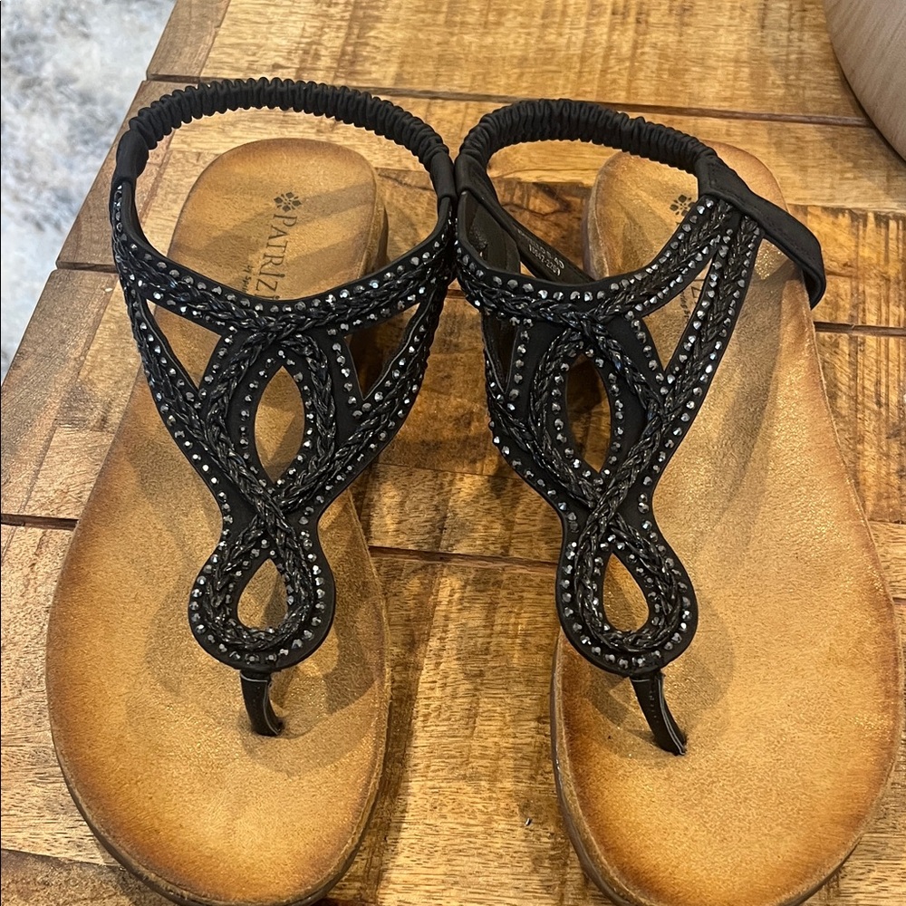 Anliz Black Beaded Women's Sandals